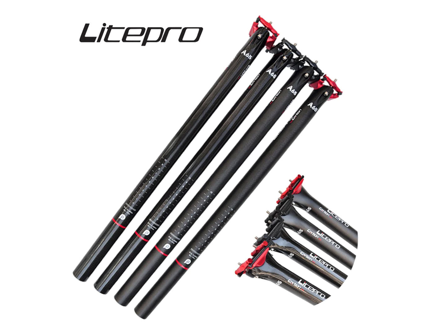 Litepro A65 碳纖維摺車座管 - 31.8/33.9mm Brompton Dahon Fnhon Oyama