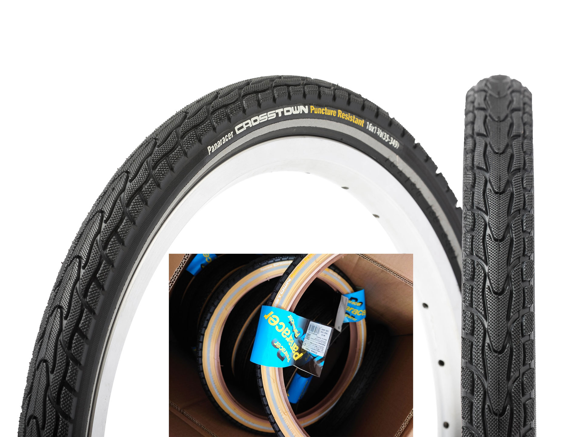 Panaracer Cross Town Punture-Resistant Tire 16X1(3/8) 349 for Brompton